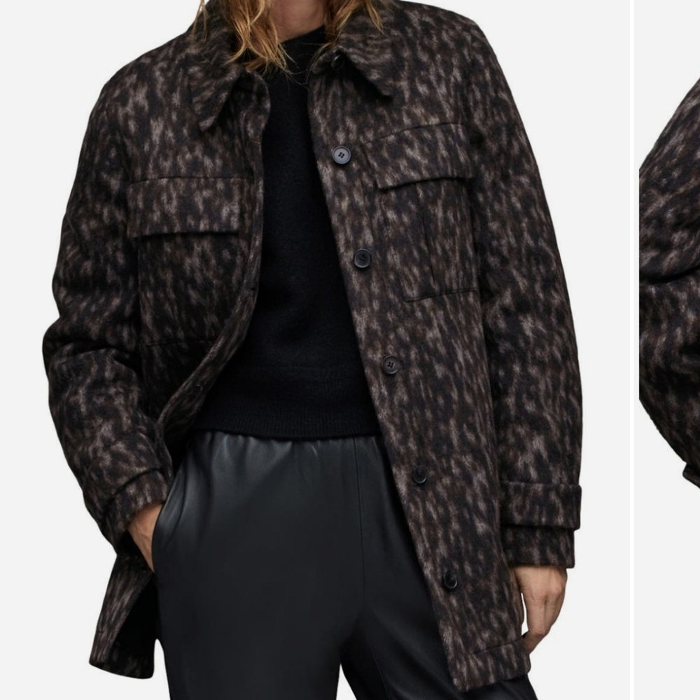 AllSaints Jessa Leppo Leopard Abstract Print Jacket Sz 4